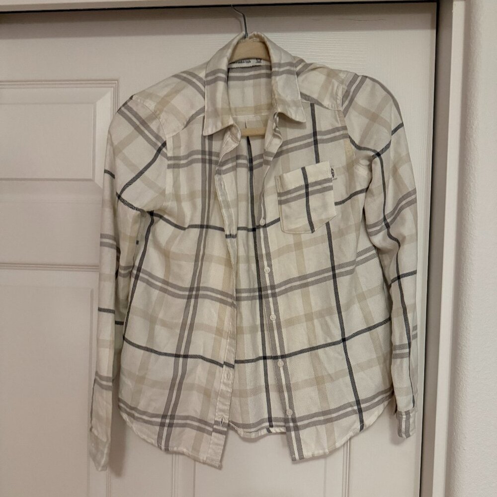 Abercrombie Kids Off-White/Gray Flannel button down flannel shirt sz 11-12